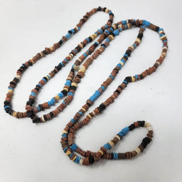 Be Queen of the Nile with our Clay Mummy bead necklace Turquoise and earth color - Picture 2 of 5